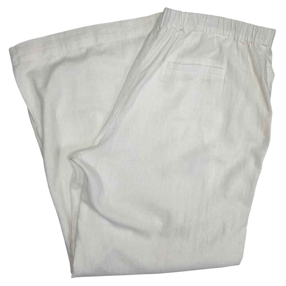 NWT Women's XXL Caslon Ivory Linen Blend Wide-Leg Pants w/Side Pockets